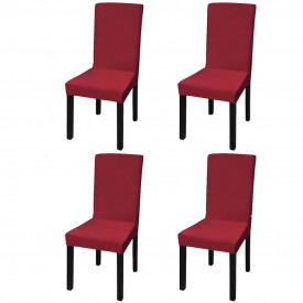 Husă elastică dreaptă pentru scaun, bordo, 4 buc.
