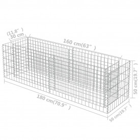 Jardinieră gabion, oțel galvanizat, 180 x 50 x 50 cm - Img 8