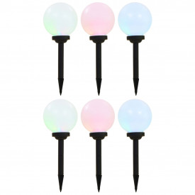 Lămpi solare de exterior, 6 buc., 20 cm, RGB, sferic, LED - Img 1