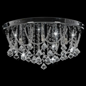 Lustră cu mărgele de cristal, argintiu, rotund, 4 becuri x G9 - Img 3