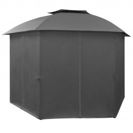 Marchiză pavilion cort de grădină cu perdele, 360x265 cm, hexagonal - Img 3