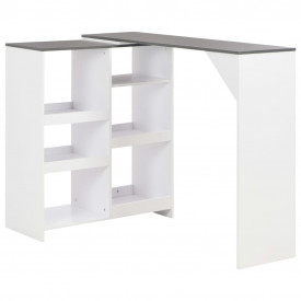 Masă de bar cu raft mobil, alb, 138x40x120 cm