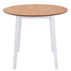 Masă de bucătărie extensibilă, rotund, MDF, alb - Img 2