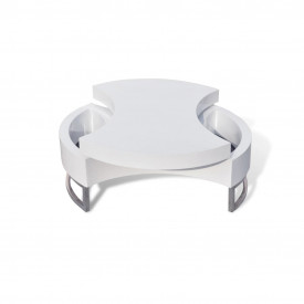 Masă de cafea cu sistem depozitare high-gloss, Alb - Img 3