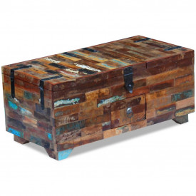 Masă de cafea tip cufăr, lemn solid reciclat, 80 x 40 x 35 cm - Img 1