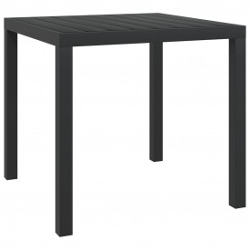Masă de grădină din WPC și aluminiu, 80 x 80 x 74 cm, negru