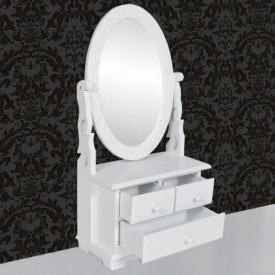 Masă de machiaj cu oglindă oscilantă ovală, MDF - Img 5