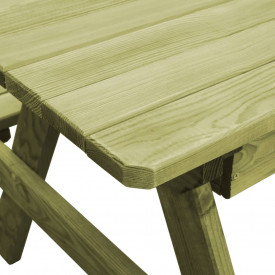 Masă de picnic de exterior cu bănci, lemn de pin tratat FSC - Img 4