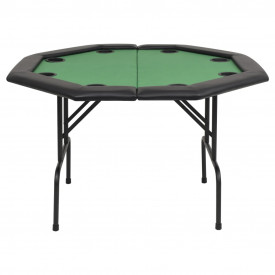 Masă poker pliabilă în două părți, 8 jucători, octogonal, Verde - Img 3