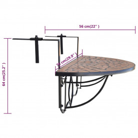 Masă suspendată pliabilă pentru balcon semi-circulară, Roșu-portocaliu - Img 6
