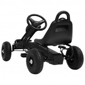 Mașinuță kart cu pedale și roți pneumatice, negru - Img 4