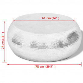 Măsuță de cafea din aluminiu bătut la ciocan, argintiu - Img 4