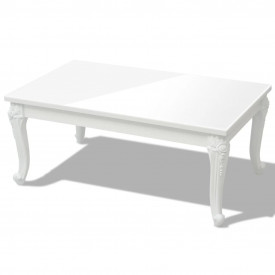 Măsuță de cafea din fibră de sticlă lucioasă 100x60x42 cm albă - Img 2
