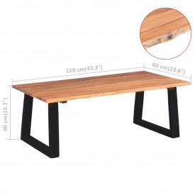 Măsuță de cafea din lemn solid de acacia, 110 x 60 x 40 cm - Img 7