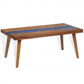 Măsuță de cafea Lemn de tec cu rășină epoxidică 100x50x40 cm - Img 3