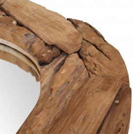 Oglindă decorativă Lemn de tec 80 cm Rotundă - Img 8