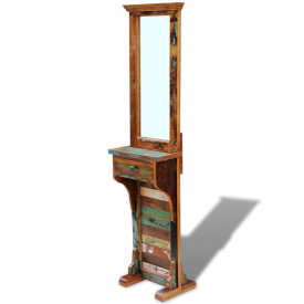 Oglindă pentru hol, lemn reciclat solid, 47 x 23 x 180 cm - Img 5