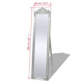 Oglindă verticală în stil baroc 160 x 40 cm argintiu - Img 7