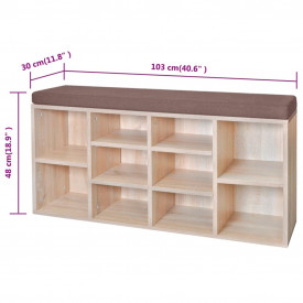 Organizator pantofi tip bancă cu 10 compartimente, culoare stejar - Img 5