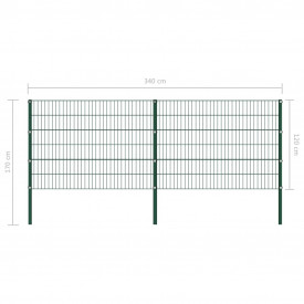 Panou de gard cu stâlpi, verde, 3,4 x 1,2 m, fier - Img 5