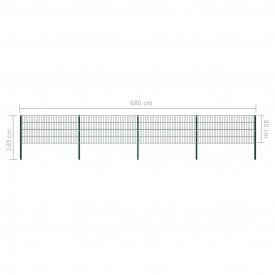 Panou de gard cu stâlpi, verde, 6,8 x 0,8 m, fier - Img 5