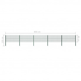 Panou de gard cu stâlpi, verde, 8,5 x 0,8 m, fier - Img 5