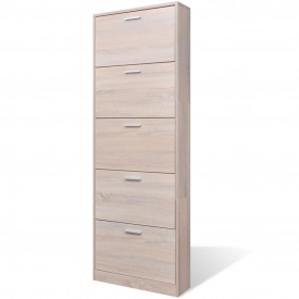 Pantofar cu 5 compartimente din lemn, aspect de stejar - Img 2