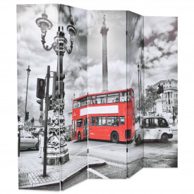 Paravan cameră pliabil, 200x170 cm, autobuz londonez, negru/alb - Img 2