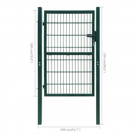 Poartă 2D pentru gard (simplă) 106 x 230 cm, verde - Img 7