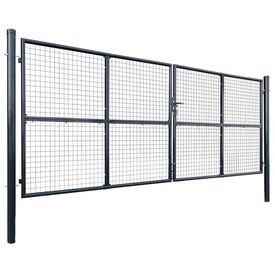 Poartă din plasă grădină, oțel galvanizat, 400 x 150 cm, gri - Img 2