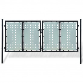 Poartă dublă neagră pentru gard 300 x 175 cm