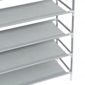 Raft încălțăminte 10 etajere, metal și textil nețesut, argintiu - Img 5