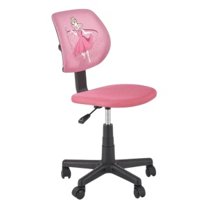 Scaun birou copii HM Bingo, stofa, baza polipropilena, inaltime reglabila, rotatie 360 , 70 kg, roz - Img 2