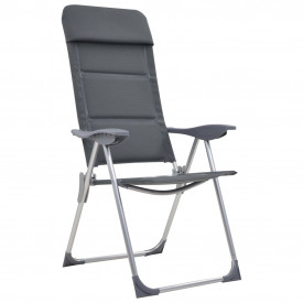 Scaun de camping, 2 buc, gri, 58 x 69 x 111 cm, aluminiu - Img 2