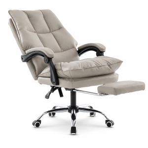 Scaun directorial OFF 417, piele ecologica, suport picioare, perne duble, 120 kg - Img 3