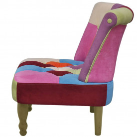 Scaun francez, 2 buc., model Patchwork, fără brațe, textil - Img 4