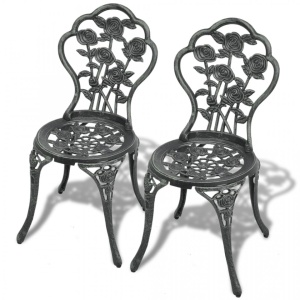 Scaune bistro , Aluminiu turnat, Verde, 2 buc 41x49x81,5 cm