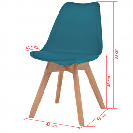 Scaune bucătărie, 4 buc, piele artificială, lemn masiv, turcoaz - Img 6