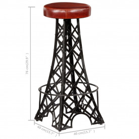 Scaune de bar, 2 buc., 40x40x76 cm, piele naturală - Img 7