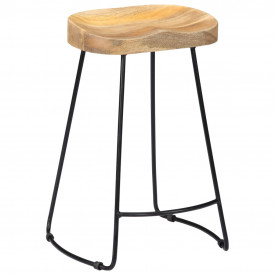 Scaune de bar Gavin, 2 buc., 45x40x62 cm, lemn masiv de mango - Img 11