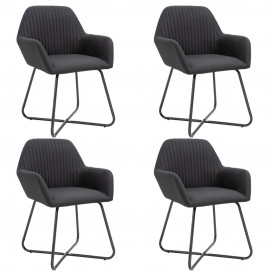 Scaune de bucătărie, 4 buc., negru, material textil