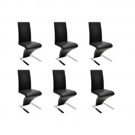 Scaune de bucătărie, 6 buc., piele artificială, negru
