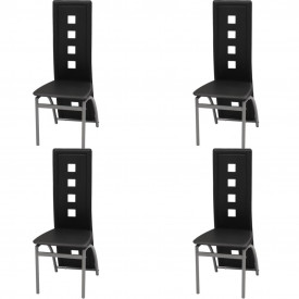 Scaune de bucătărie din piele artificială, negru, 4 buc.