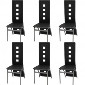 Scaune de bucătărie din piele artificială, negru, 6 buc.