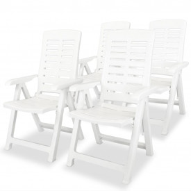 Scaune de grădină rabatabile, 4 buc, 60x61x108 cm, plastic, alb