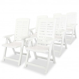 Scaune de grădină rabatabile, 6 buc, 60x61x108 cm, plastic, alb