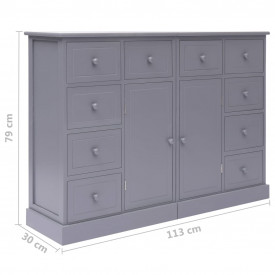 Servantă cu 10 sertare, gri, 113 x 30 x 79 cm, lemn - Img 12