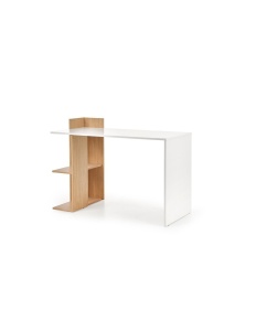 Set birou copii HM Fino, PAL Melaminat, rafturi, stejar auriu alb cu scaun HM Andy verde, mesh, 102 kg si dulapior rulant HM Simon 2, cu roti, front MDF, alb - Img 3