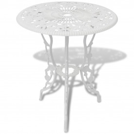 Set bistro din trei piese, mulaj din aluminiu, Alb - Img 2