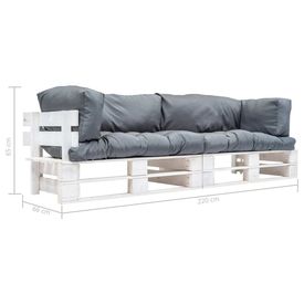 Set canapea grădină paleți perne gri, 2 piese, lemn pin FSC - Img 2